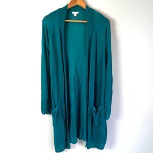 2/$30 J Jill Teal Open Cardigan Large